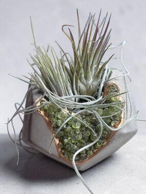 Mini Air Plant Planter Green Crystal | Geometric Decor | Desk Plant | Gift Idea